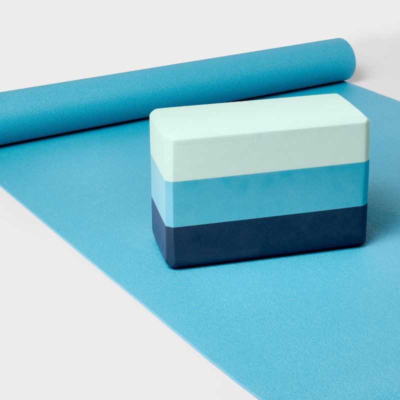 slide 3 of 3, Yoga Block Tri Color All In Motion™ - Blue, 1 ct