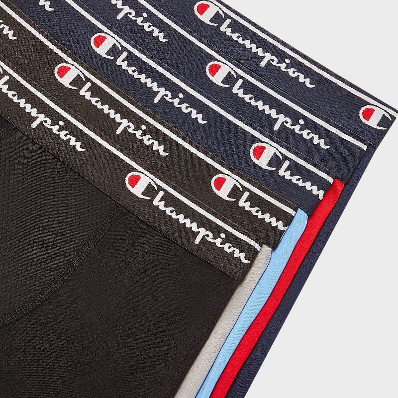 slide 4 of 4, Champion Boys' 5pk Wicking Active Performance Boxer Briefs- Blue/Red S, 5 ct