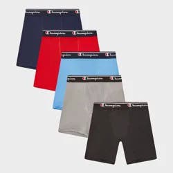Champion Boys' 5pk Wicking Active Performance Boxer Briefs - Blue/Red M