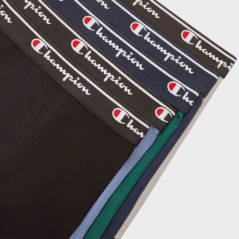 slide 4 of 4, Champion Boys' 5pk Wicking Active Performance Boxer Briefs - Green/Navy Blue S, 5 ct