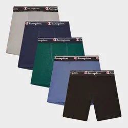 Champion Boys' 5pk Wicking Active Performance Boxer Briefs - Green/Navy Blue M