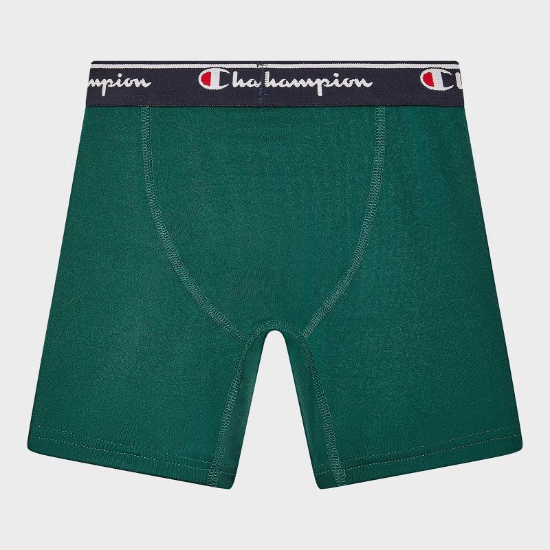 slide 3 of 4, Champion Boys' 5pk Wicking Active Performance Boxer Briefs - Green/Navy Blue L, 5 ct