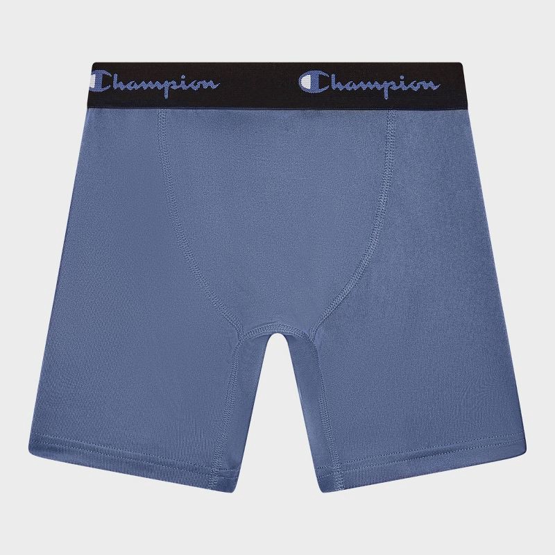 slide 3 of 4, Champion Boys' 5pk Wicking Long Leg Active Performance Boxer Briefs - Gray M, 5 ct