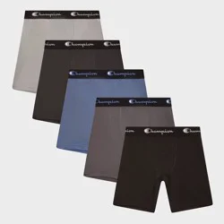 Champion Boys' 5pk Long Leg Active Performance Boxer Briefs - Gray L