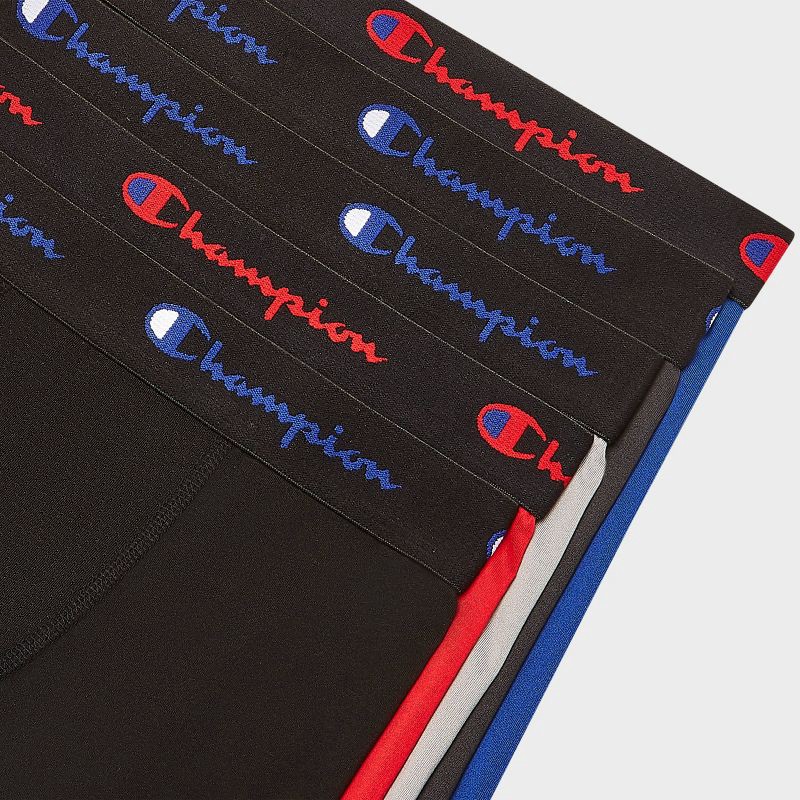 slide 4 of 4, Champion Boys' 5pk Wicking Long Leg Active Performance Boxer Briefs - Blue S, 5 ct