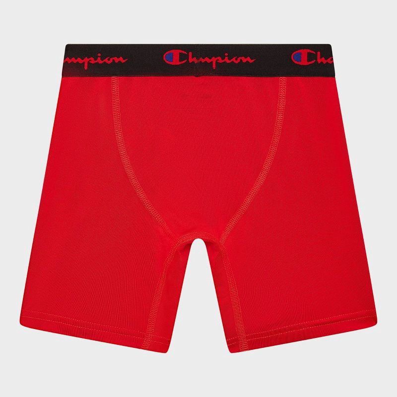 slide 3 of 4, Champion Boys' 5pk Wicking Long Leg Active Performance Boxer Briefs - Blue M, 5 ct