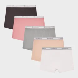 Champion Girls' 5pk Soft Stretch Authentic Originals Boyshort Underwear - XL
