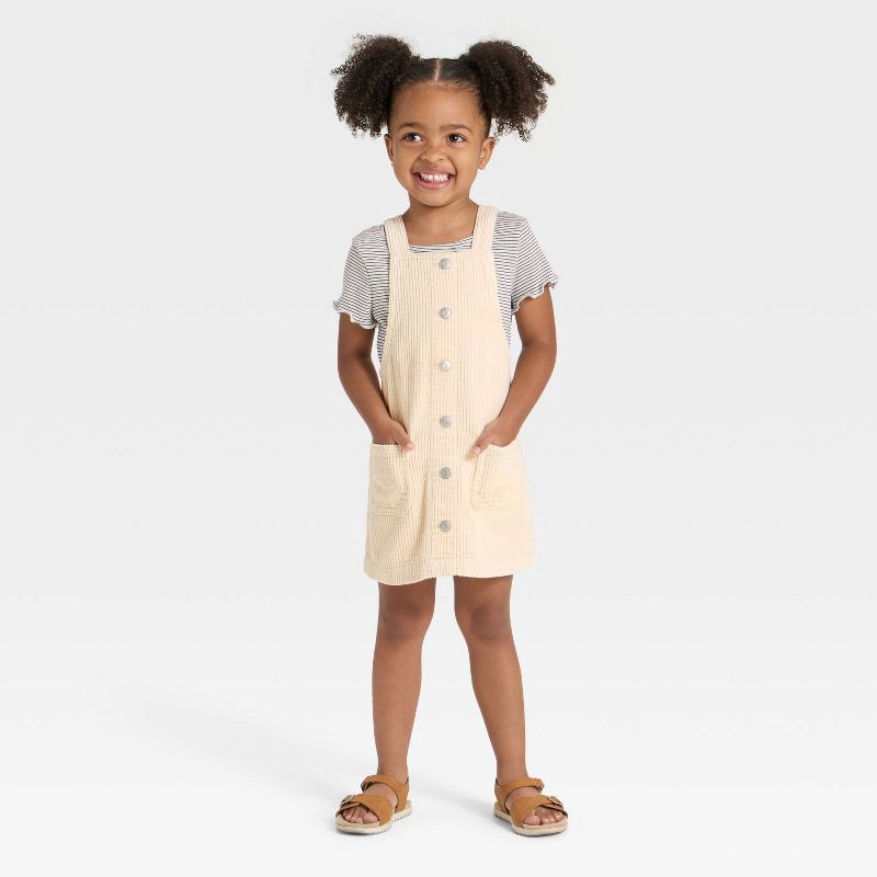 slide 2 of 3, Toddler Girls' Corduroy Skirtalls - Cat & Jack™ Cream 12M, 1 ct