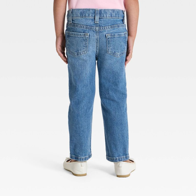 slide 2 of 3, Toddler Girls' Distressed Denim Straight Leg Pants - Cat & Jack™ Medium Wash 4T, 1 ct