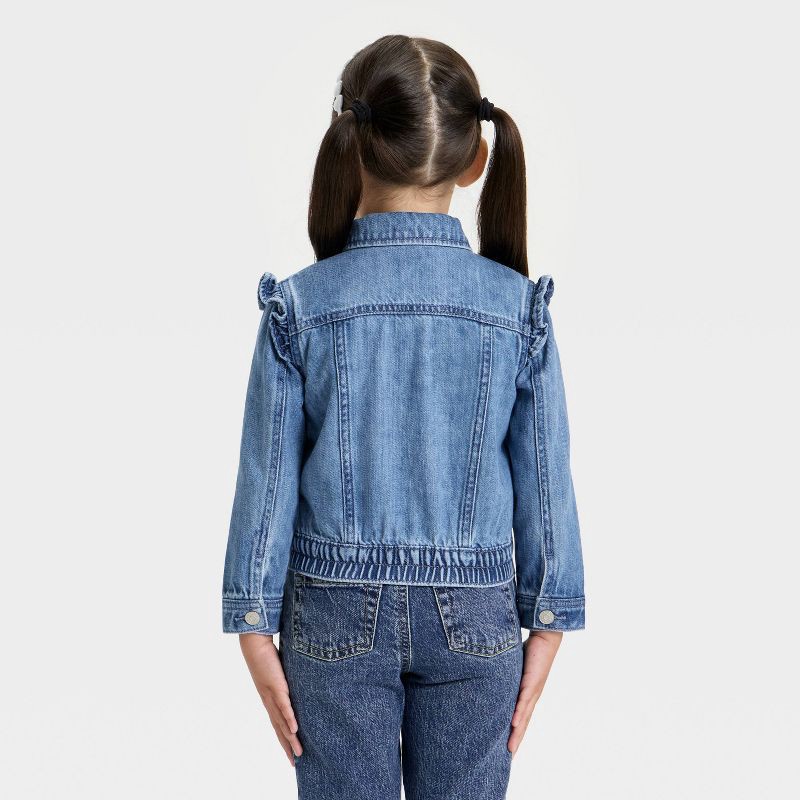 slide 2 of 3, Toddler Girls' Ruffle Denim Jacket - Cat & Jack™ Medium Wash 18M, 1 ct