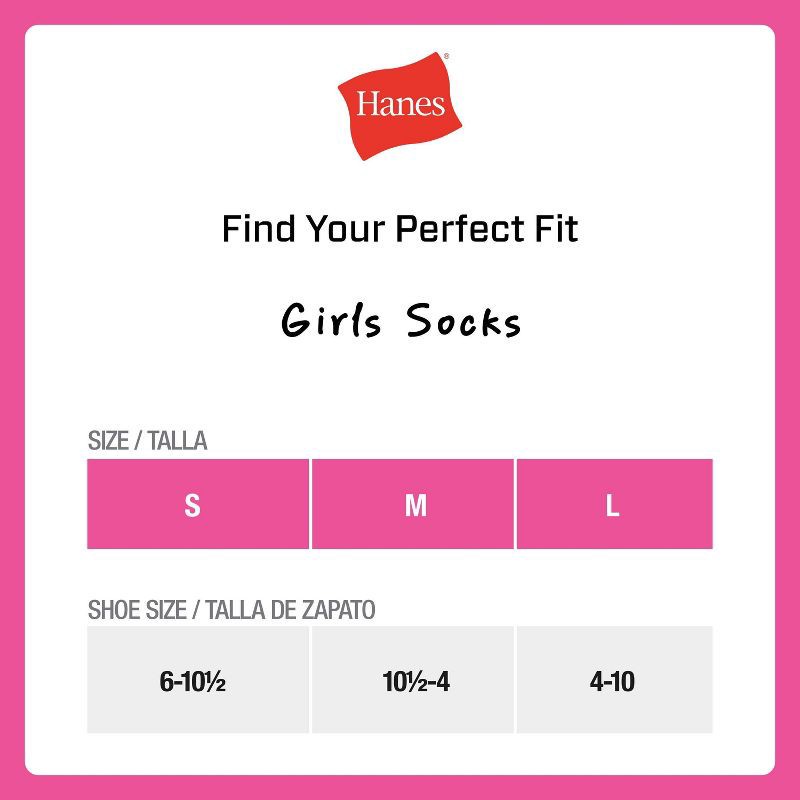slide 5 of 5, Hanes Girls' 20pk Super Soft No Show Socks - L, 20 ct