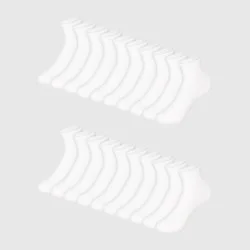 Hanes Boys' 20pk Ankle Socks - White L