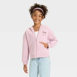 Girls' Fleece Dogs Hooded Zip-Up Sweatshirt - Cat & Jack™ Lavender XS