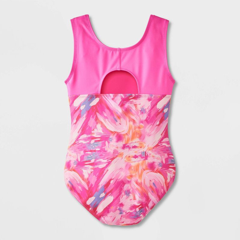 slide 2 of 4, Girls' Feathered Hearts Leotard - Cat & Jack™ Pink XL, 1 ct