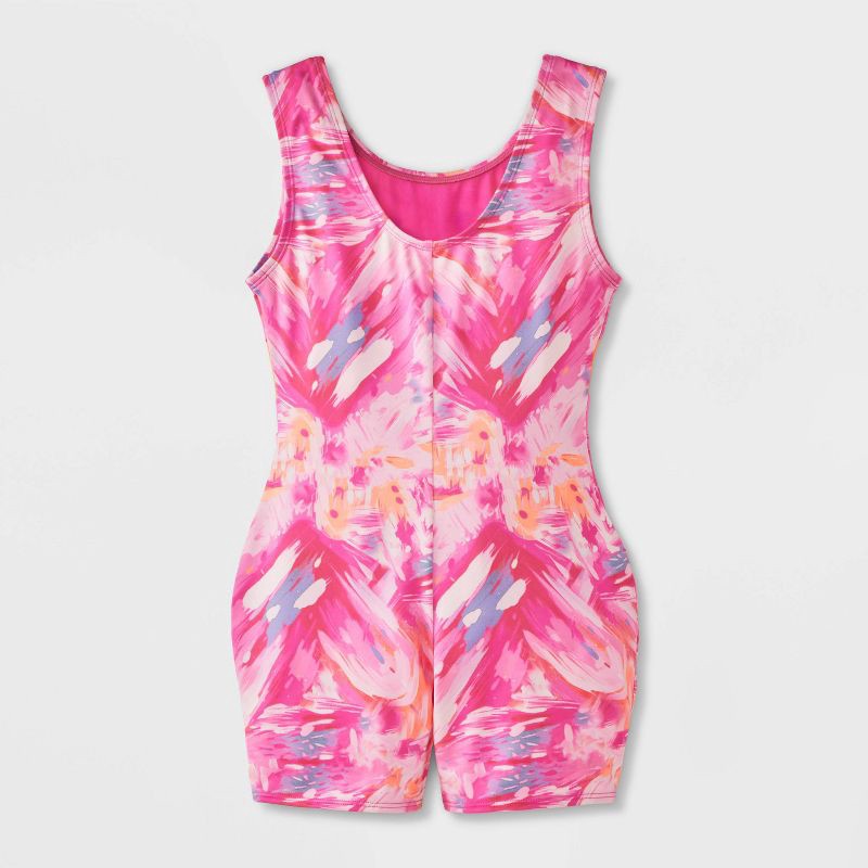 slide 2 of 4, Girls' Feathered Hearts Biketard - Cat & Jack™ Pink S, 1 ct