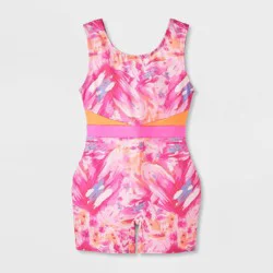 Girls' Feathered Hearts Biketard - Cat & Jack™ Pink M