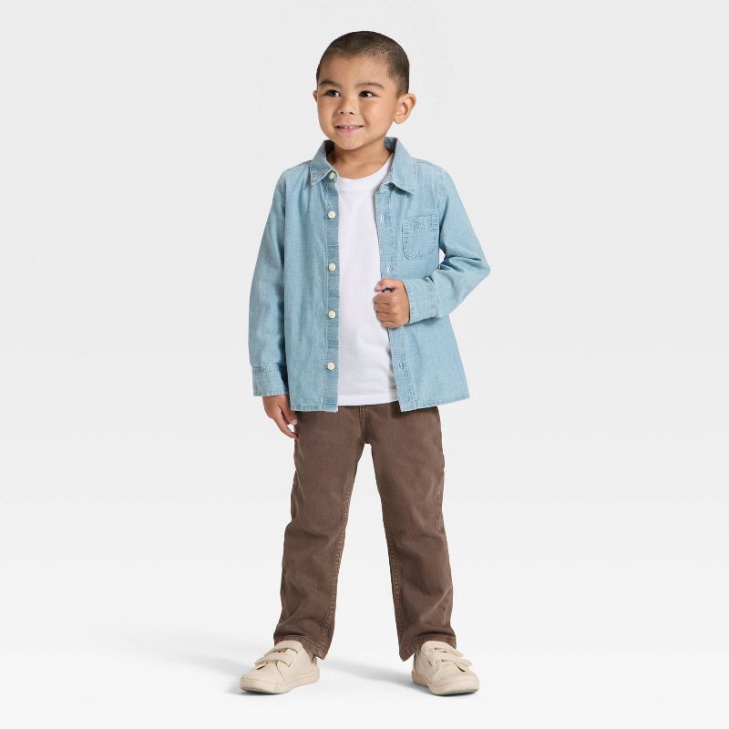 slide 3 of 4, OshKosh B'gosh Toddler Boys' Long Sleeve Chambray Woven Shirt - 12M, 1 ct