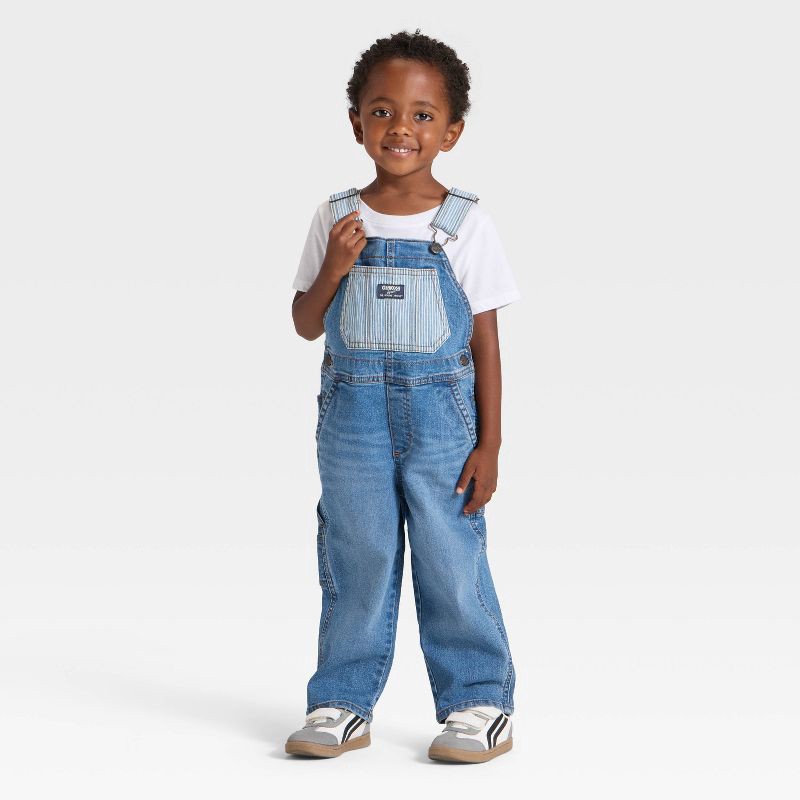 slide 3 of 4, OshKosh B'gosh Toddler Boys' Denim Overalls - Blue 3T, 1 ct