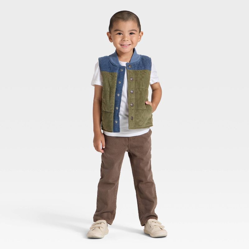 slide 3 of 4, OshKosh B'gosh Toddler Boys' Color Block Vest - Olive/Navy 2T, 1 ct