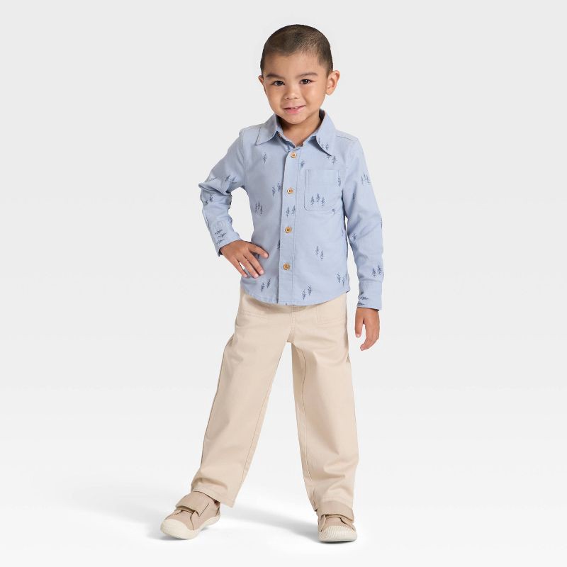 slide 3 of 4, OshKosh B'gosh Toddler Boys' Blue Trees Woven Shirt - 12M, 1 ct