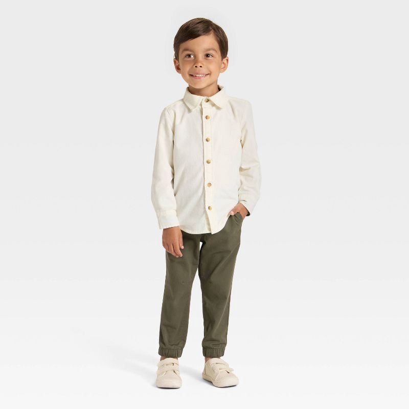 slide 3 of 4, OshKosh B'gosh Toddler Boys' Long Sleeve Corduroy Shirt - Cream 4T, 1 ct