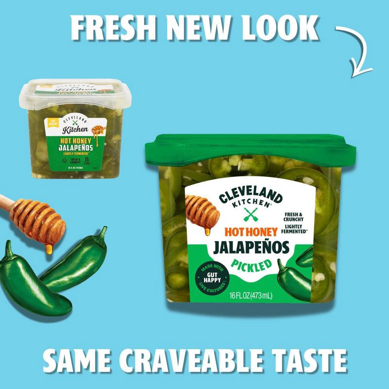 slide 5 of 5, Cleveland Kitchen Hot Honey Jalapenos - 16 fl oz, 16 fl oz