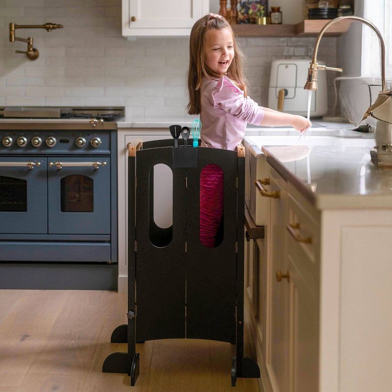 slide 2 of 9, Little Partners EZ Fold 'N Grow Learning Toddler Tower 34.75" Wood Step Stool - Charcoal & Natural, 1 ct