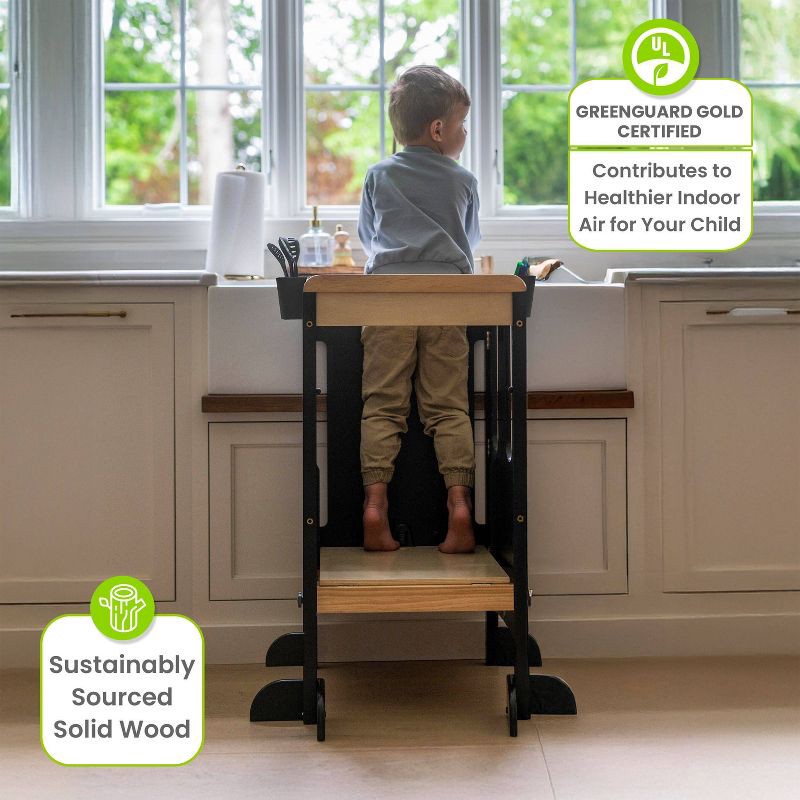slide 3 of 9, Little Partners EZ Fold 'N Grow Learning Toddler Tower 34.75" Wood Step Stool - Charcoal & Natural, 1 ct