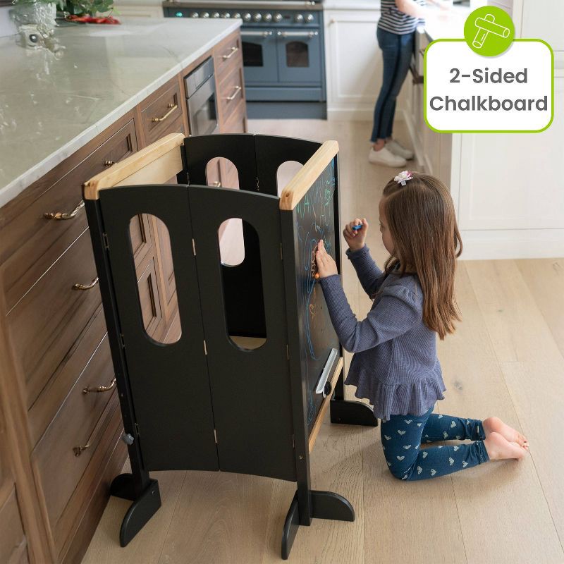 slide 5 of 9, Little Partners EZ Fold 'N Grow Learning Toddler Tower 34.75" Wood Step Stool - Charcoal & Natural, 1 ct