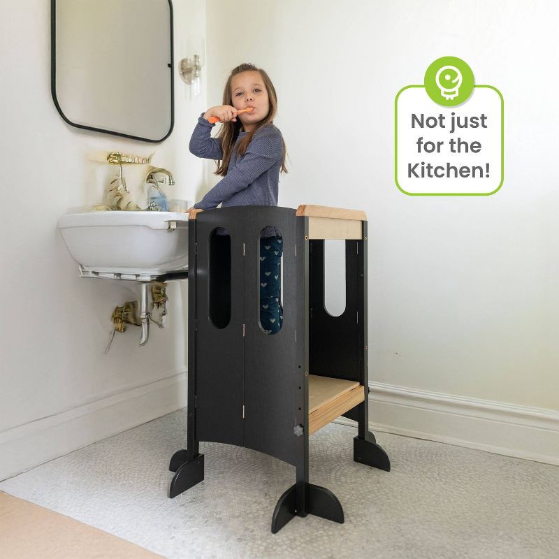 slide 7 of 9, Little Partners EZ Fold 'N Grow Learning Toddler Tower 34.75" Wood Step Stool - Charcoal & Natural, 1 ct