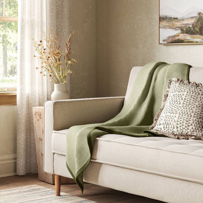 slide 2 of 6, The Cozy Collection Cozy Faux Cashmere Knit Throw Green - Threshold™, 1 ct