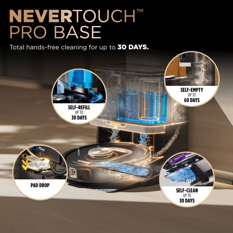 slide 5 of 12, Shark Power Detect 2-in-1 Robot Vacuum and Mop with NeverTouch Pro Base - RV2820ZE, 1 ct