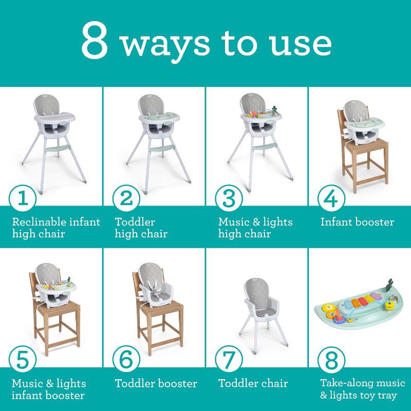 slide 9 of 22, Infantino Music and Lights 8-in-1 Convertible High Chair, 1 ct