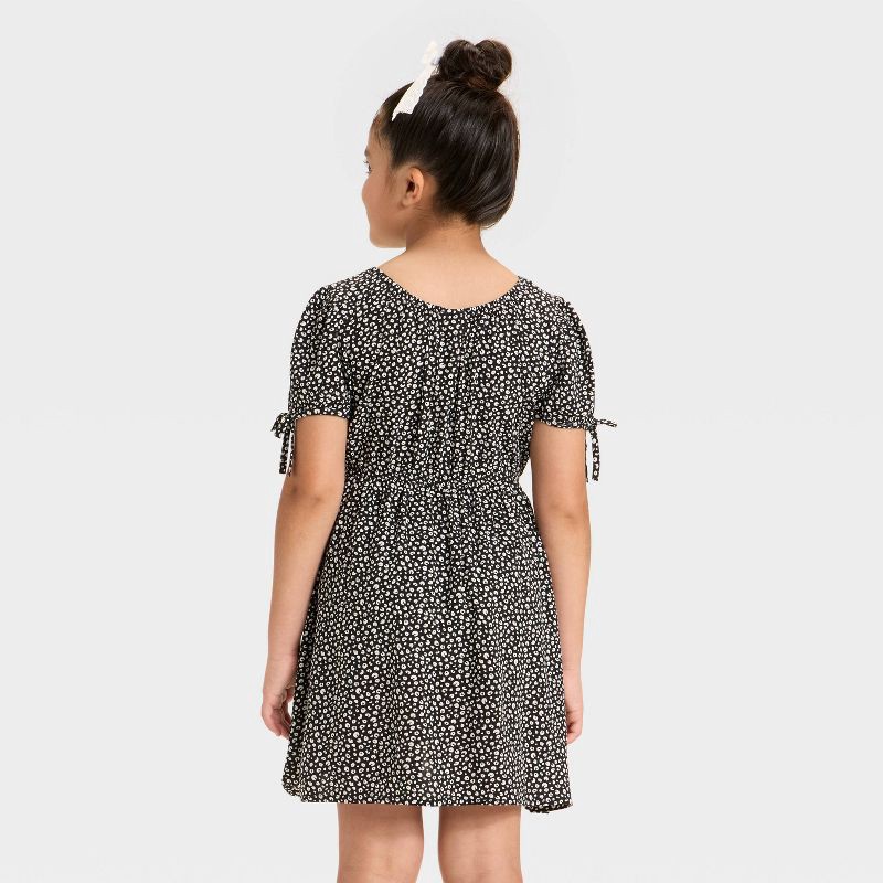slide 2 of 3, Girls' Short Sleeve Woven Dress - Cat & Jack™ Black M, 1 ct