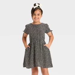 Girls' Short Sleeve Woven Dress - Cat & Jack™ Black M