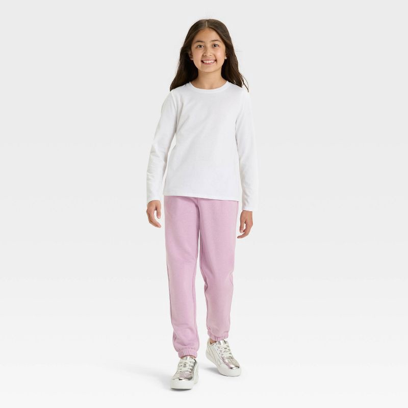 slide 3 of 3, Girls' Fleece Jogger Pants - Cat & Jack™ Lavender M, 1 ct