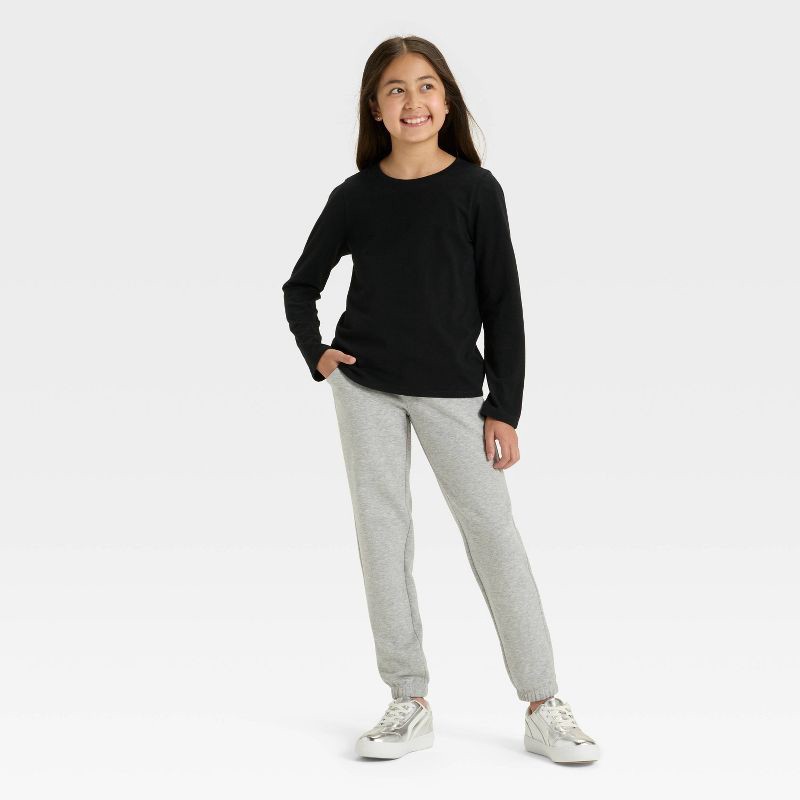 slide 3 of 3, Girls' Fleece Jogger Pants - Cat & Jack™ Heather Gray XS, 1 ct