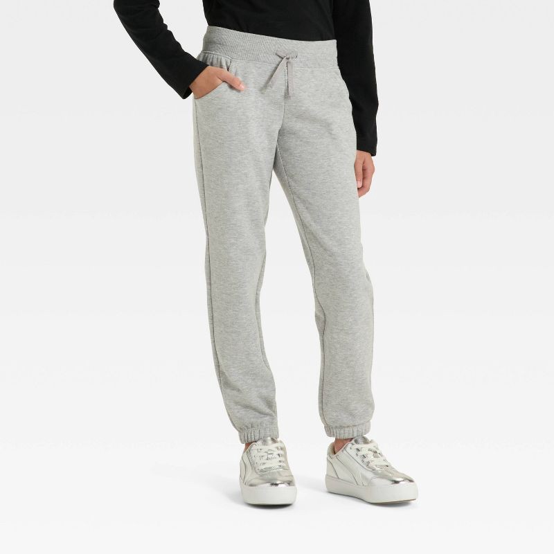 slide 1 of 3, Girls' Fleece Jogger Pants - Cat & Jack™ Heather Gray S, 1 ct