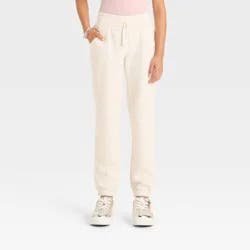 Girls' Fleece Jogger Pants - Cat & Jack™ Cream M