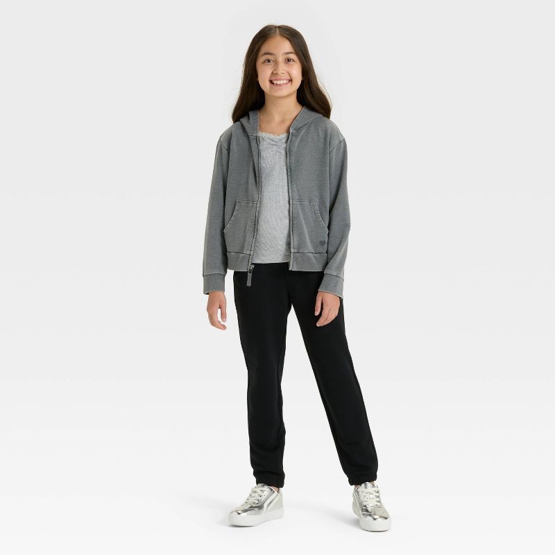 slide 3 of 3, Girls' Fleece Jogger Pants - Cat & Jack™ Black M, 1 ct