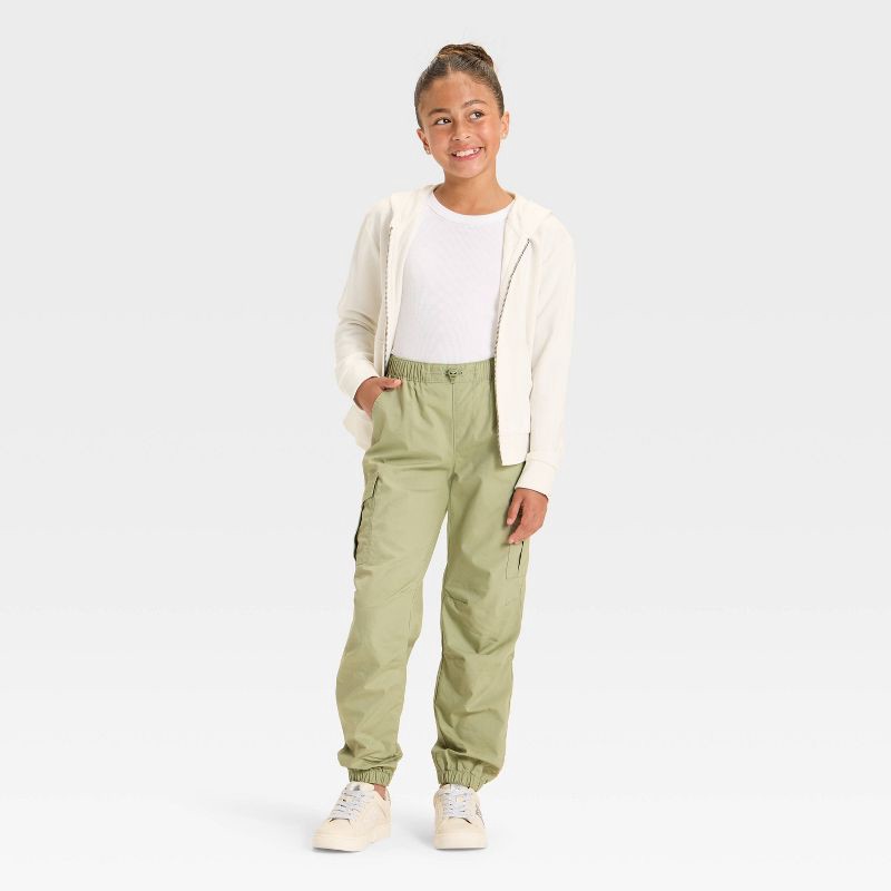 slide 3 of 3, Girls' Parachute Cargo Pants - Cat & Jack™ Light Olive Green XS, 1 ct