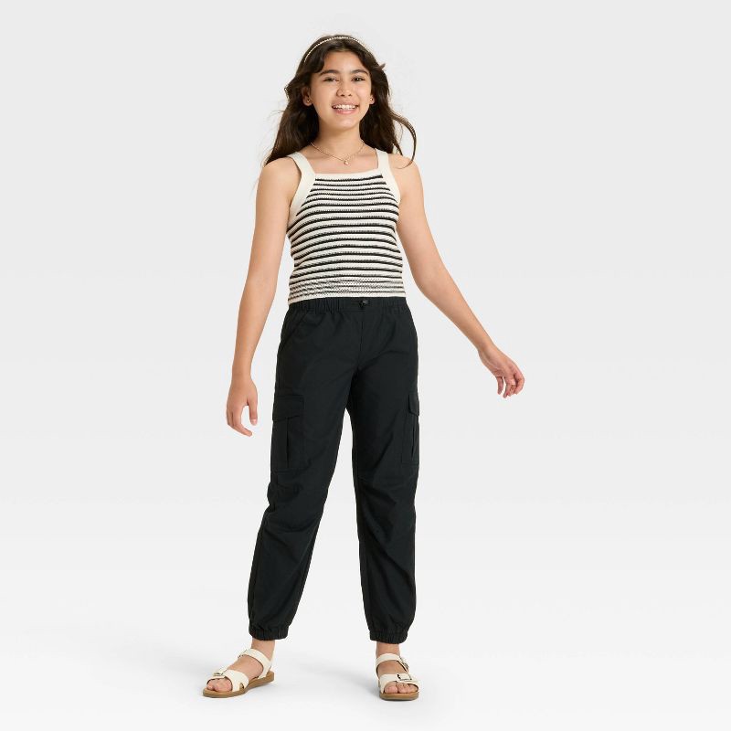 slide 2 of 3, Girls' Parachute Cargo Pants - Cat & Jack™ Black XS, 1 ct