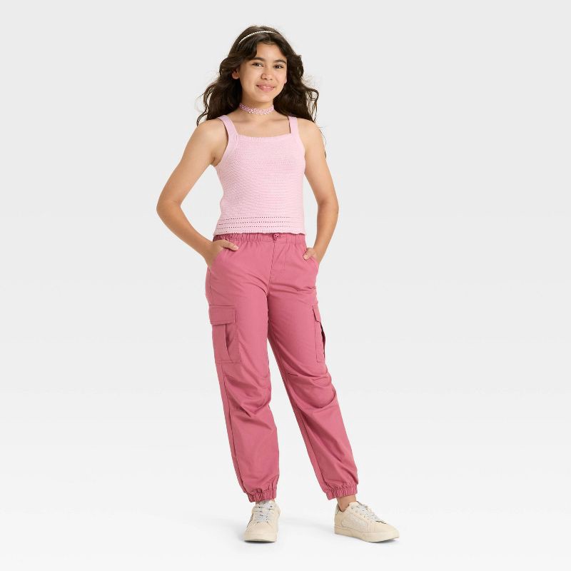 slide 3 of 3, Girls' Parachute Cargo Pants - Cat & Jack™ Pink Rose M, 1 ct