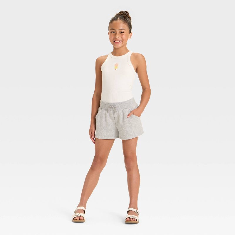 slide 3 of 3, Girls' Fleece Shorts - Cat & Jack™ Heather Gray S, 1 ct