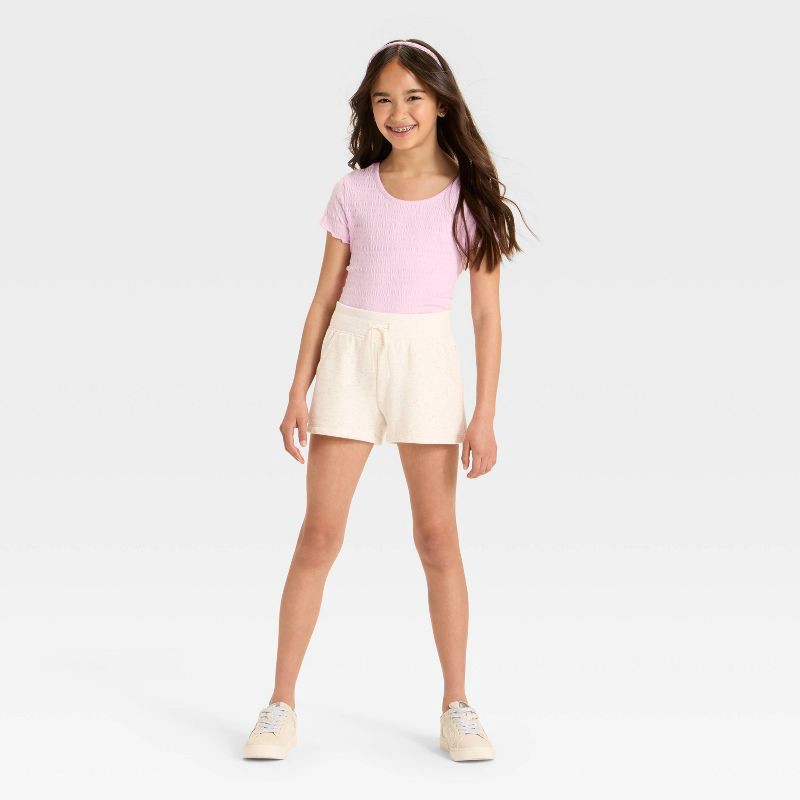 slide 3 of 3, Girls' Fleece Shorts - Cat & Jack™ Cream XL, 1 ct