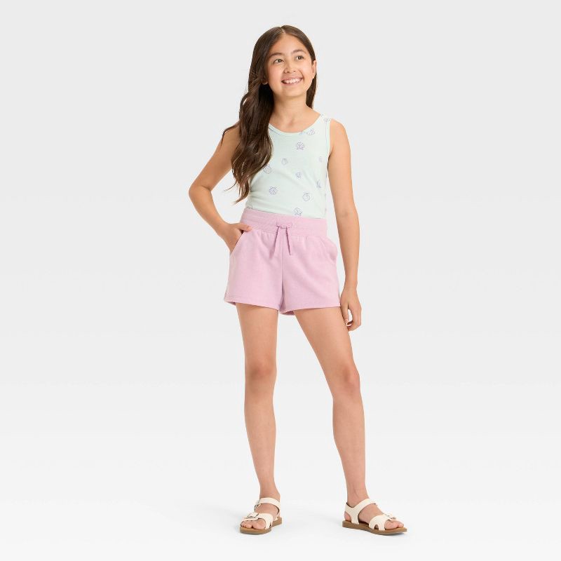 slide 3 of 3, Girls' Fleece Shorts - Cat & Jack™ Lavender M, 1 ct