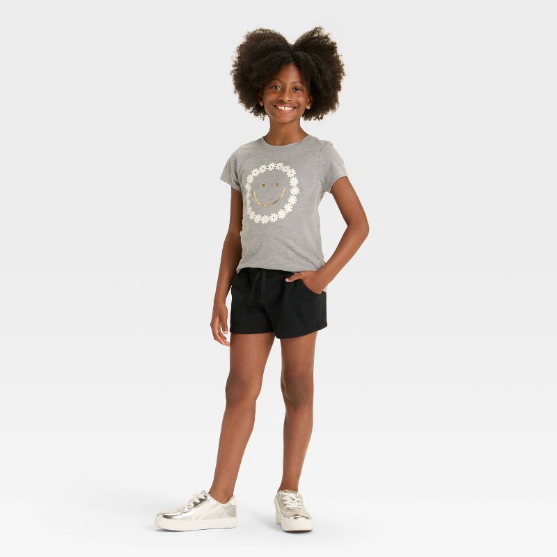 slide 3 of 3, Girls' Fleece Shorts - Cat & Jack™ Black S, 1 ct