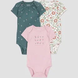 Carter's Just One You® Baby Girls' 3pk short Sleeve Floral Bodysuit - Pink 12M