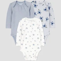 Carter's Just One You® Baby Girls' 3pk Floral Long Sleeve Bodysuit - Blue Newborn