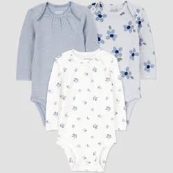 Carter's Just One You® Baby Girls' 3pk Floral Long Sleeve Bodysuit - Blue Newborn